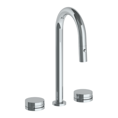 Watermark - Elements Deck Mounted 3 Hole Gooseneck Prep Faucet with Pull Down Spray
