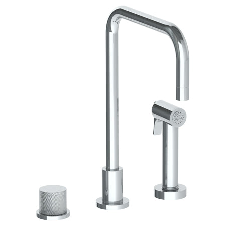 Watermark - Titanium Deck Mounted 3 Hole Square Top Kitchen Set - Includes Side Spray