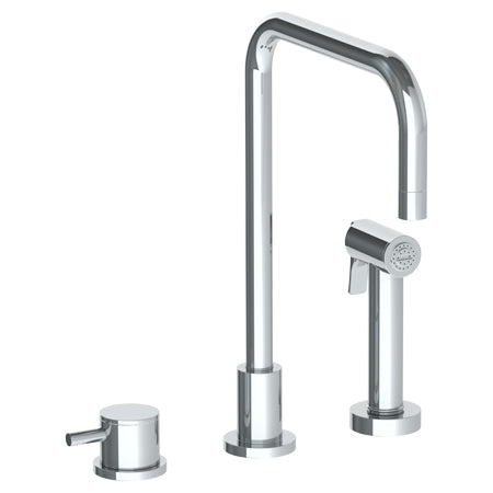 Watermark - Titanium Deck Mounted 3 Hole Square Top Kitchen Set - Includes Side Spray
