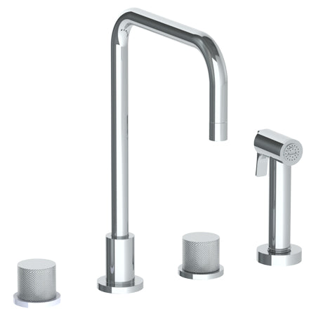 Watermark - Titanium Deck Mounted 4 Hole Square Top Kitchen Set - Includes Side Spray