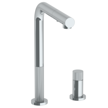 Watermark - Titanium Deck Mounted 2 Hole Square Top Kitchen Faucet with Pull Out Spray