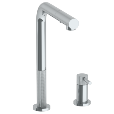 Watermark - Titanium Deck Mounted 2 Hole Square Top Kitchen Faucet with Pull Out Spray