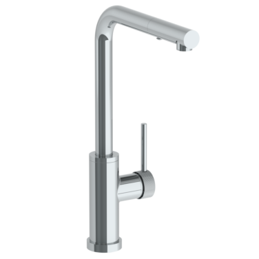 Watermark - Titanium Deck Mounted 1 Hole Square Top Kitchen Faucet with Pull Out Spray - High Spout