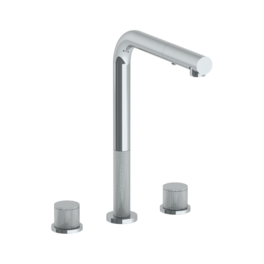 Watermark - Titanium Deck Mounted 3 Hole Square Top Kitchen Faucet with Pull Out Spray