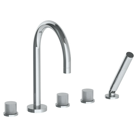 Watermark - Titanium Deck Mounted 5 Hole Gooseneck Bath Set