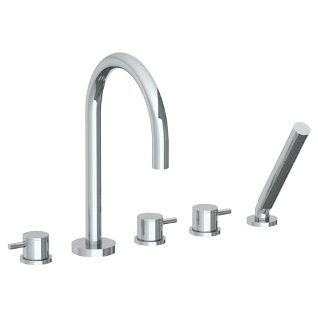 Watermark - Titanium Deck Mounted 5 Hole Gooseneck Bath Set