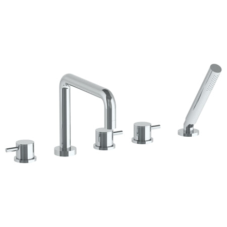 Watermark - Titanium Deck Mounted 5 Hole Square Bath Set