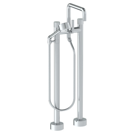 Watermark - Titanium Floor Standing Bath Set With Square Spout And Volume Hand Shower