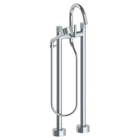 Watermark - Titanium Floor Standing Bath Set With Gooseneck Spout And Volume Hand Shower