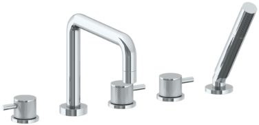 Watermark - Titanium Deck Mounted 5 hole Square Bath set