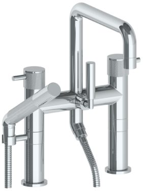 Watermark - Titanium Deck Mounted Exposed Square Bath Set with Hand Shower