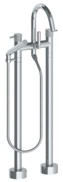 Watermark - Titanium Floor Standing Bath set with Gooseneck Spout and Slim Hand Shower