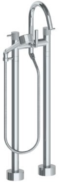 Watermark - Titanium Floor Standing Bath set with Gooseneck Spout and Volume Hand Shower