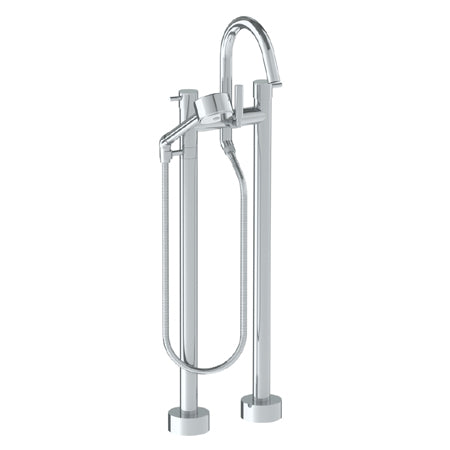 Watermark - Titanium Floor Standing Bath Set With Gooseneck Spout And Volume Hand Shower