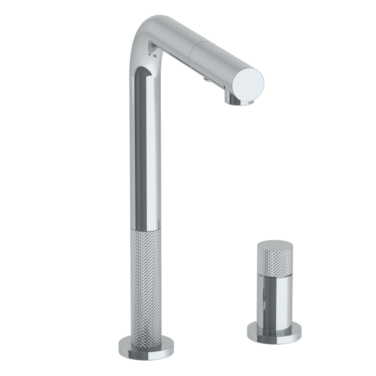 Watermark - Titanium Deck Mounted 2 Hole Square Top Prep Faucet with Pull Out Spray