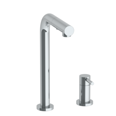 Watermark - Titanium Deck Mounted 2 Hole Square Top Prep Faucet with Pull Out Spray