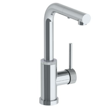Watermark - Titanium Deck Mounted 1 Hole Square Top Prep Faucet with Pull Out Spray