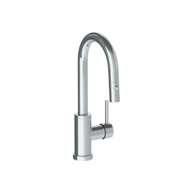 Watermark - Titanium Deck Mounted 1 Hole Gooseneck Prep Faucet with Pull Down Spray