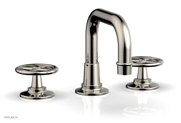 Phylrich - Works Widespread Faucet Low Arched Spout - Cross Handles
