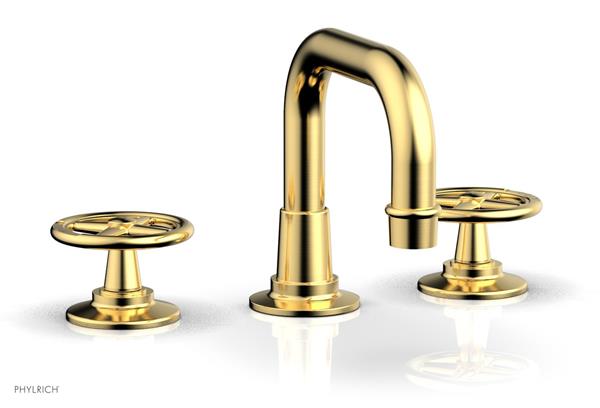 Phylrich - Works Widespread Faucet Low Arched Spout - Cross Handles