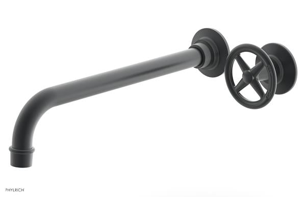Phylrich - Works 12 Inch Single Handle Wall Lavatory Set - Cross Handle
