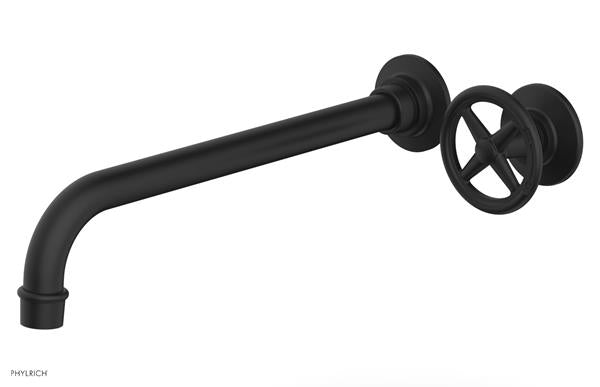 Phylrich - Works 12 Inch Single Handle Wall Lavatory Set - Cross Handle