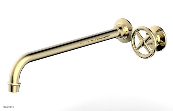 Phylrich - Works 14 Inch Single Handle Wall Lavatory Set - Cross Handle