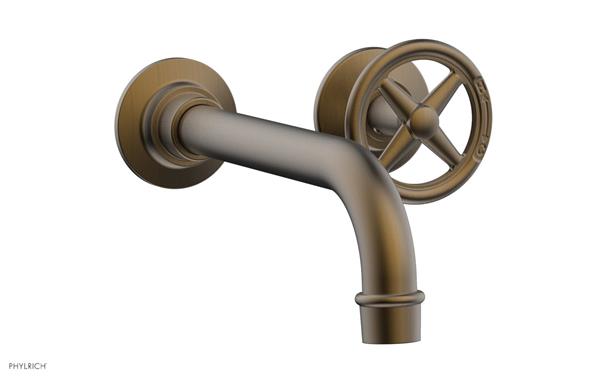 Phylrich - Works 7-1/2 Inch Single Handle Wall Lavatory Set - Cross Handles
