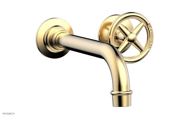 Phylrich - Works 7-1/2 Inch Single Handle Wall Lavatory Set - Cross Handles