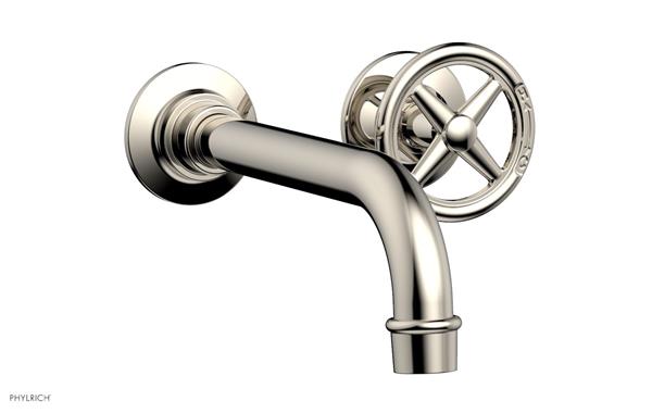Phylrich - Works 7-1/2 Inch Single Handle Wall Lavatory Set - Cross Handles