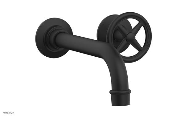 Phylrich - Works 7-1/2 Inch Single Handle Wall Lavatory Set - Cross Handles