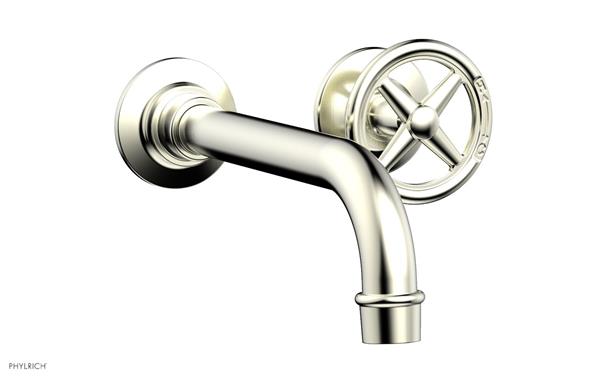 Phylrich - Works 7-1/2 Inch Single Handle Wall Lavatory Set - Cross Handles