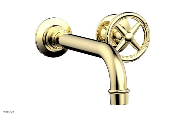Phylrich - Works 7-1/2 Inch Single Handle Wall Lavatory Set - Cross Handles