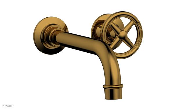 Phylrich - Works 7-1/2 Inch Single Handle Wall Lavatory Set - Cross Handles
