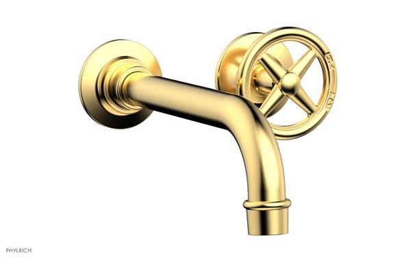Phylrich - Works 7-1/2 Inch Single Handle Wall Lavatory Set - Cross Handles