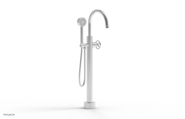 Phylrich - Works Low Floor Mounted Tub Filler with Hand Shower - Cross Handle