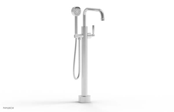 Phylrich - Works Low Floor Mounted Tub Filler with Hand Shower Square Spout - Lever Handle