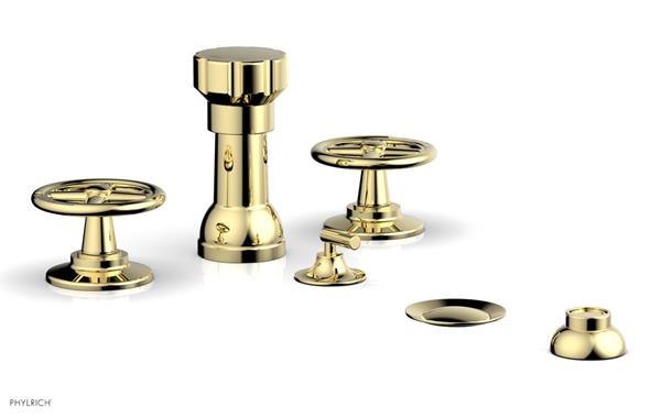 Phylrich - Works Four Hole Bidet Set - Cross Handle