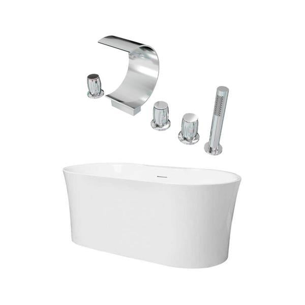 Maidstone - Dustin Acrylic Contemporary Double Ended Freestanding Tub and Faucet Package