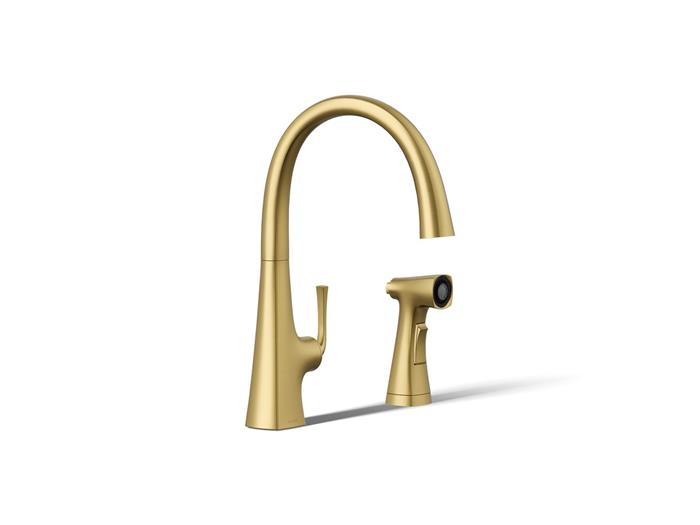 Kohler - Graze Single Handle Kitchen Faucet Swing Spout With Side Spray