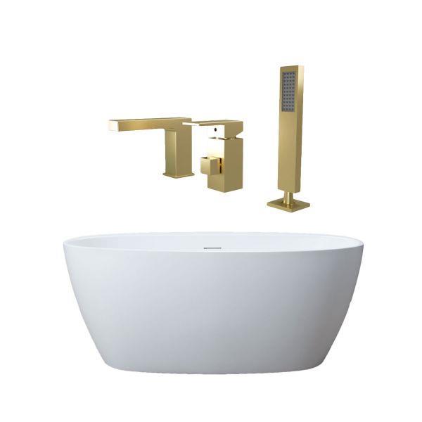 Maidstone - Medway Acrylic Contemporary Double Ended Freestanding Tub and Faucet Package