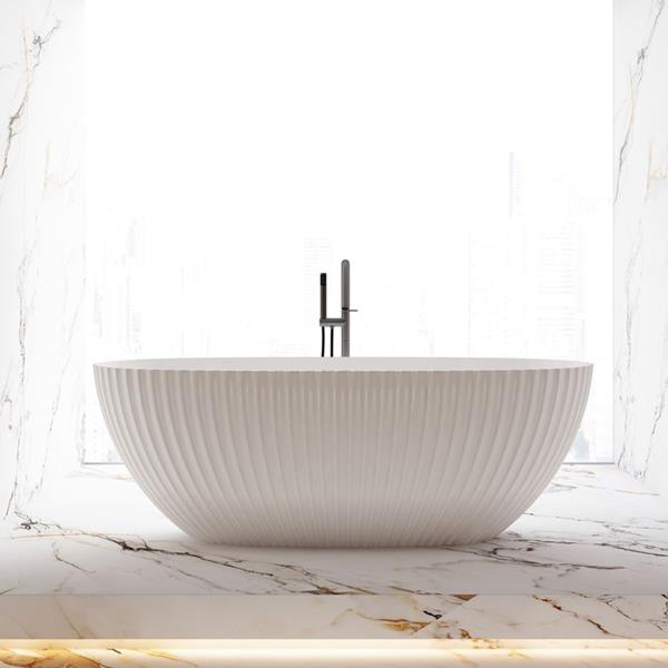 Maidstone - Damari 67 Inch Acrylic Vertical Fluted Freestanding Tub
