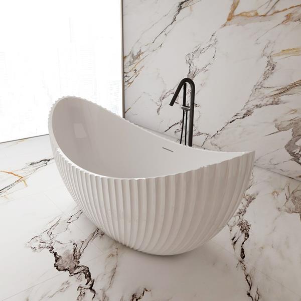 Maidstone - Melani Vertical 71 Inch Acrylic Fluted Double Ended Freestanding Tub