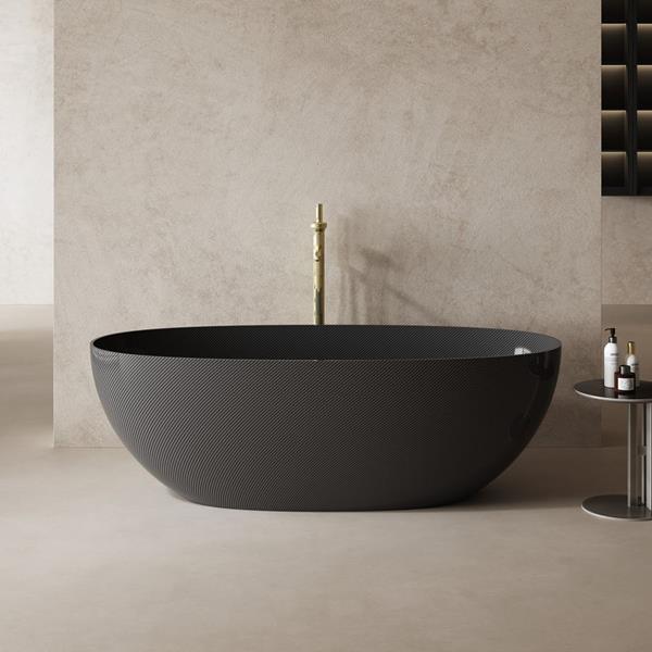 Maidstone - Soren 67 Inch Carbon Fiber Freestanding Tub - Matte Black Drain