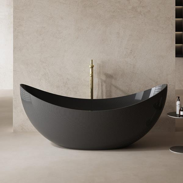 Maidstone - Fallon 71 Inch Double Ended Carbon Fiber Freestanding Tub - Matte Black Drain