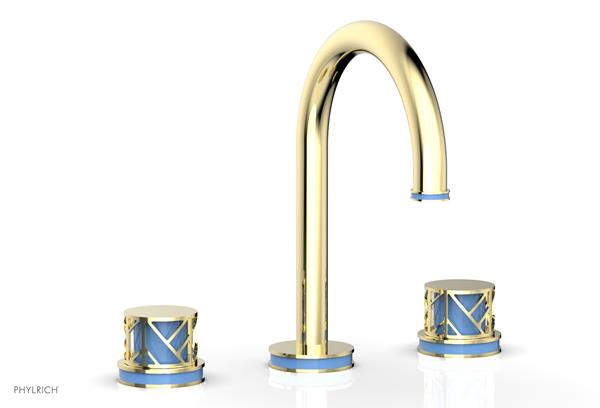 Phylrich - Jolie Widespread Faucet Round Handles With Light Blue Accents
