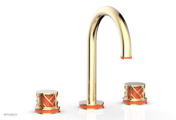 Phylrich - Jolie Widespread Faucet Round Handles With Orange Accent