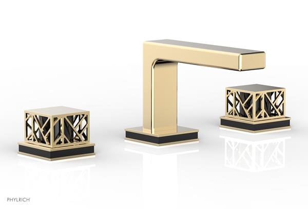 Phylrich - Jolie Widespread Faucet Square Handles With Gloss Black Accents