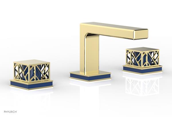 Phylrich - Jolie Widespread Faucet Square Handles With Navy Blue Accents