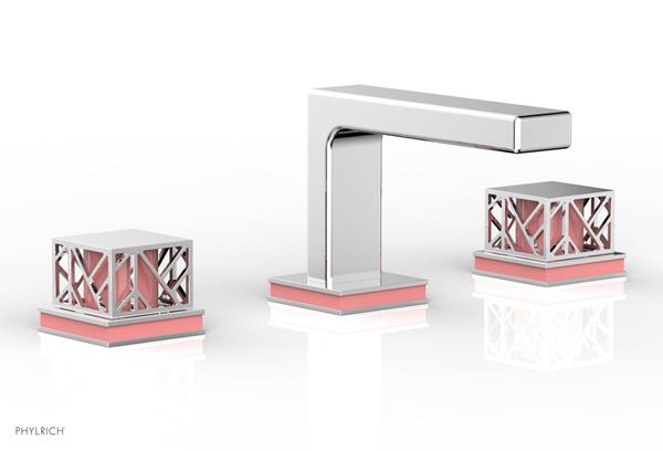 Phylrich - Jolie Widespread Faucet Square Handles With Pink Accents